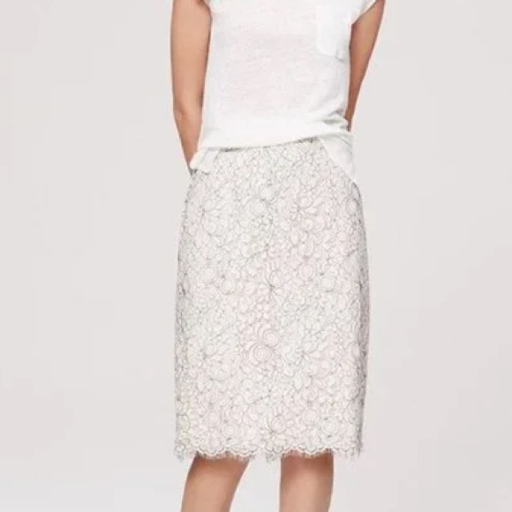 Loft Beige Floral Lace Skirt